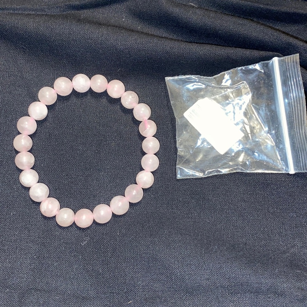Rose Quartz elastic bracelet with Moroccan selenite charging crystal